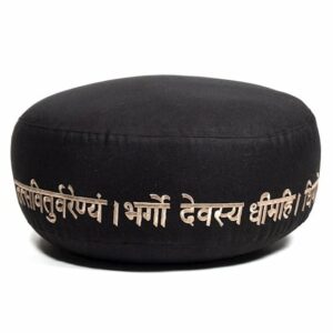 Meditatiekussen-zwart-gayatri mantra-bio katoen