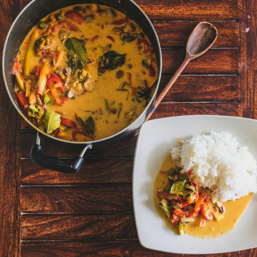 Romige groentecurry als huisgemaakte avondmaaltijd bij je verblijf in de Achterhoek.